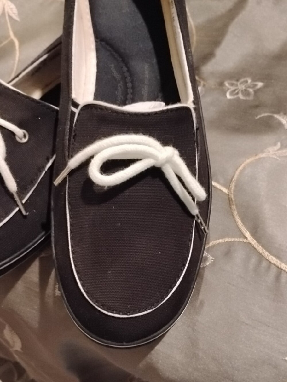 Grasshoppers Black Canvas Slip-On Loafers Size 11 - Picture 4 of 5
